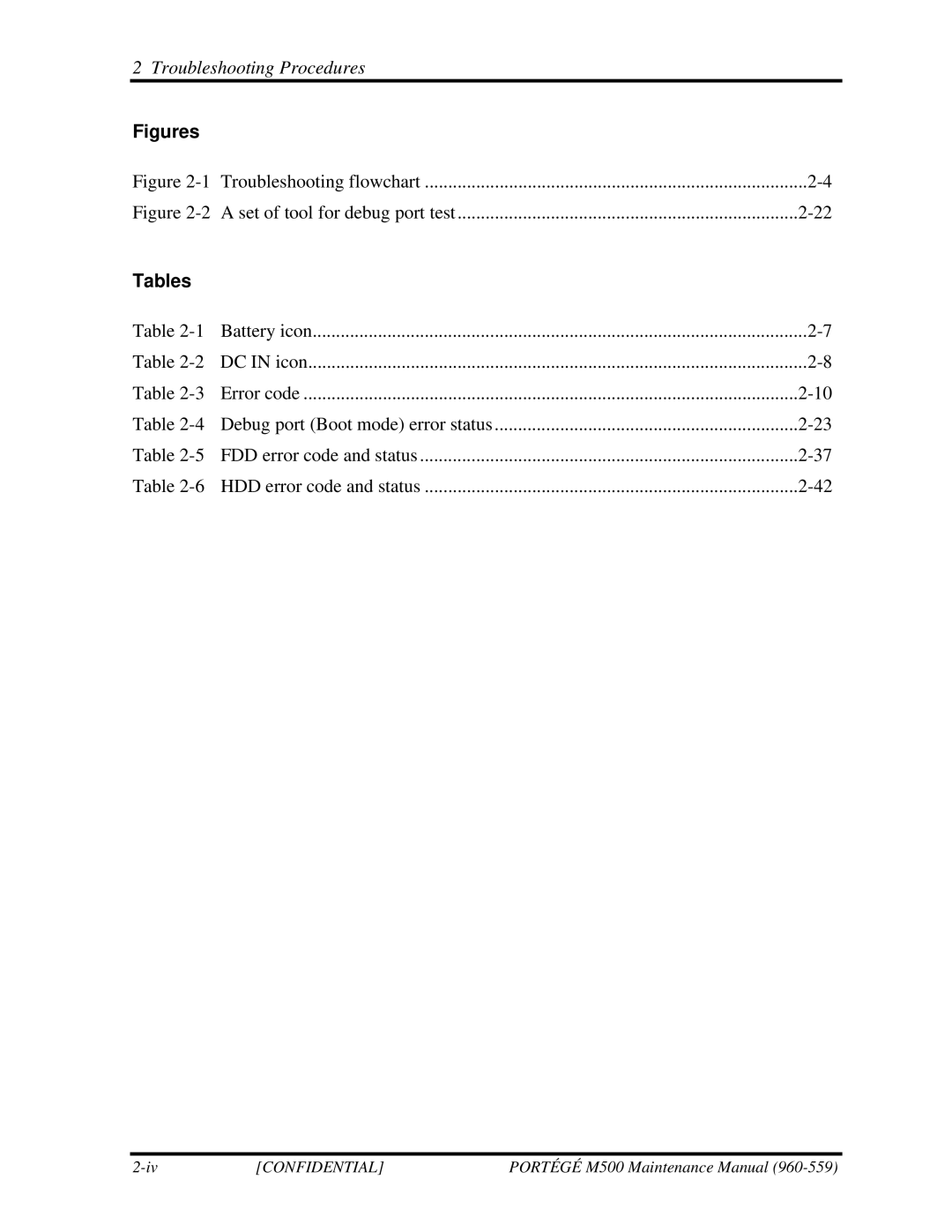 Toshiba SATELLITE U200 manual Troubleshooting flowchart Set of tool for debug port test 