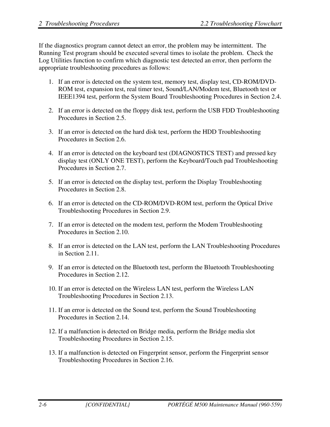 Toshiba SATELLITE U200 manual Troubleshooting Procedures Troubleshooting Flowchart 