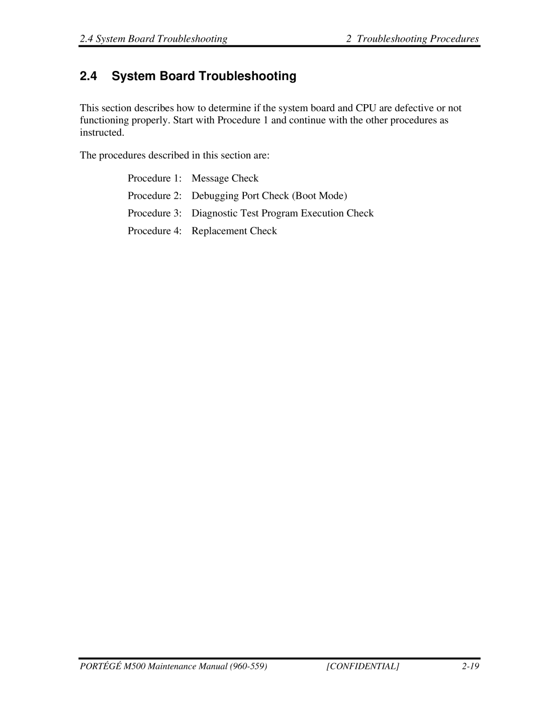 Toshiba SATELLITE U200 manual System Board Troubleshooting Troubleshooting Procedures 