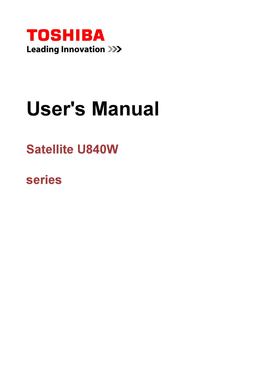 Toshiba user manual Satellite U840W Series 