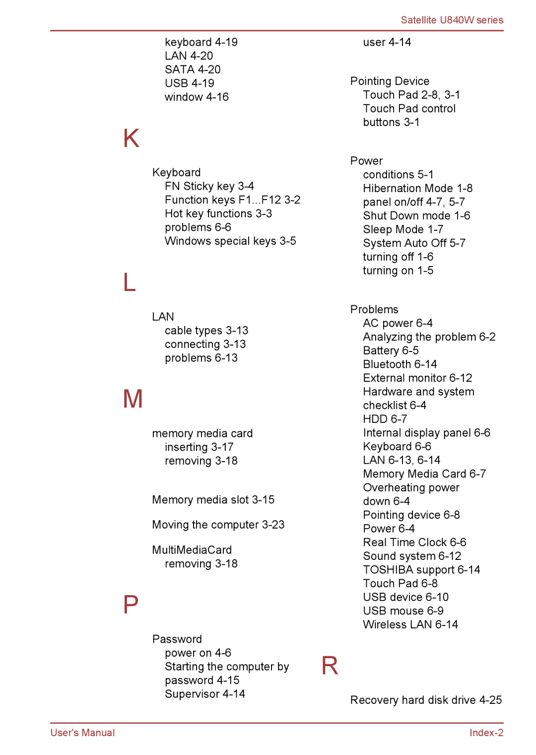 Toshiba Satellite U840W user manual Problems 