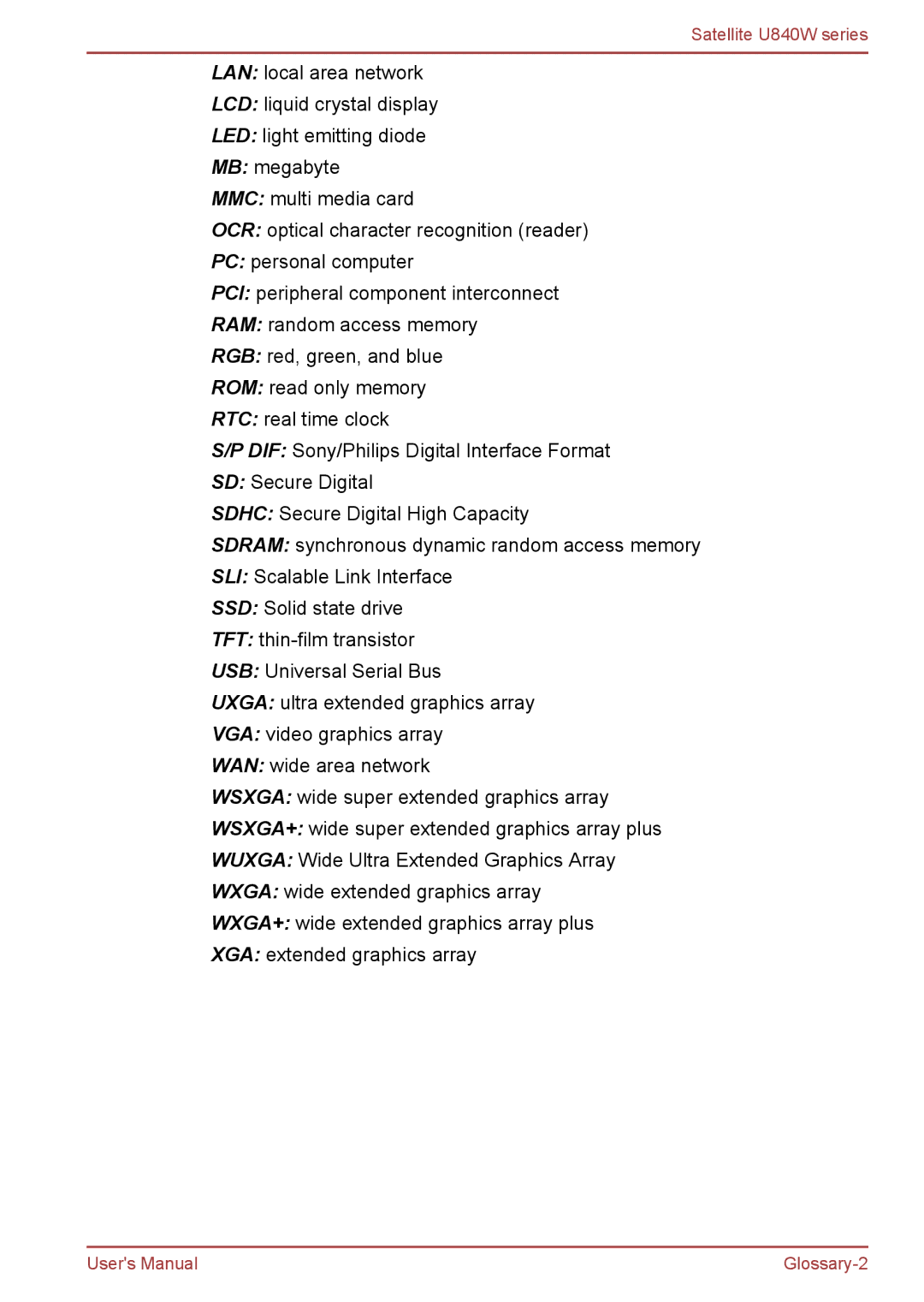 Toshiba Satellite U840W user manual Glossary-2 