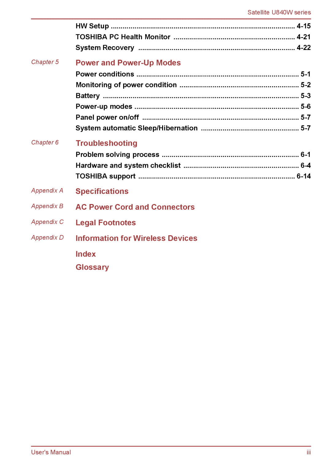 Toshiba Satellite U840W user manual Power and Power-Up Modes 