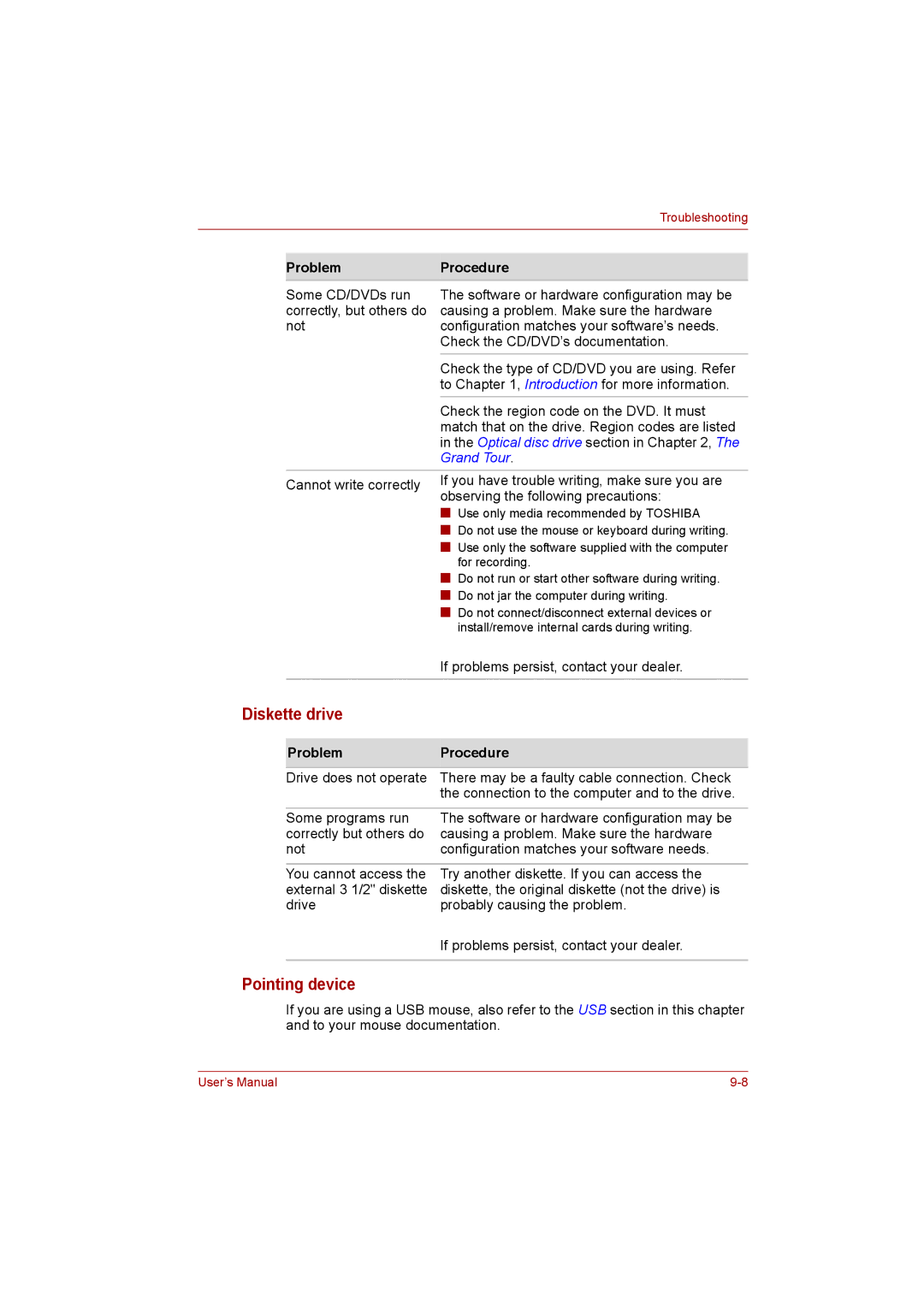 Toshiba Satellite user manual Diskette drive, Grand Tour 