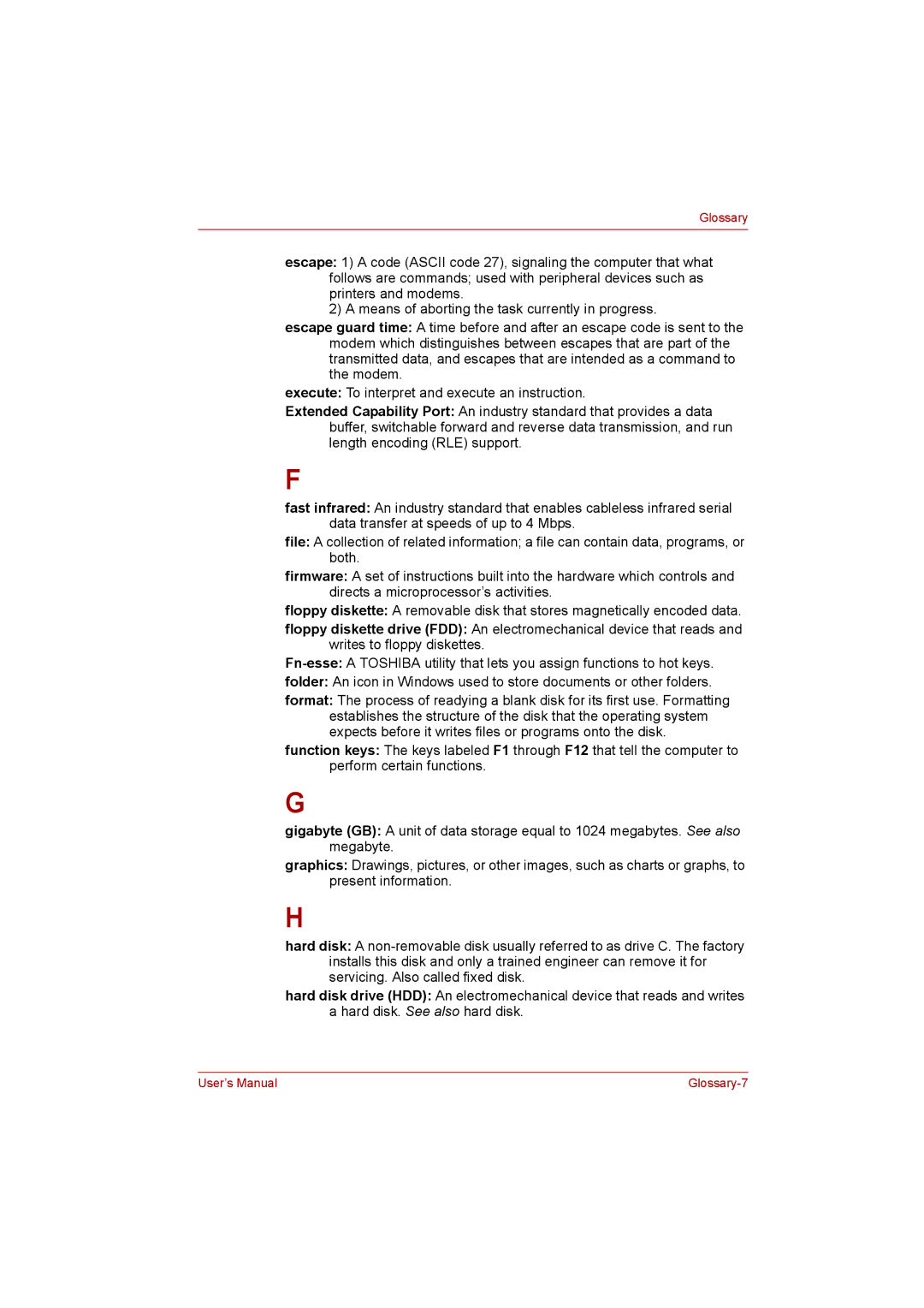 Toshiba Satellite user manual Glossary-7 