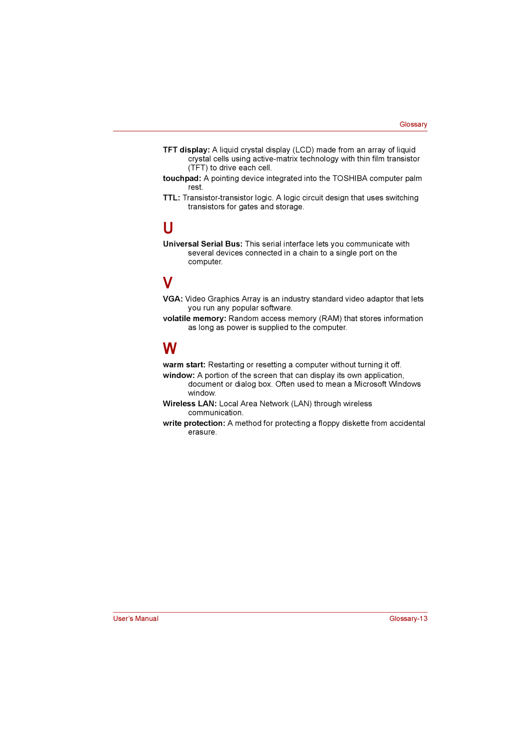 Toshiba Satellite user manual Glossary-13 