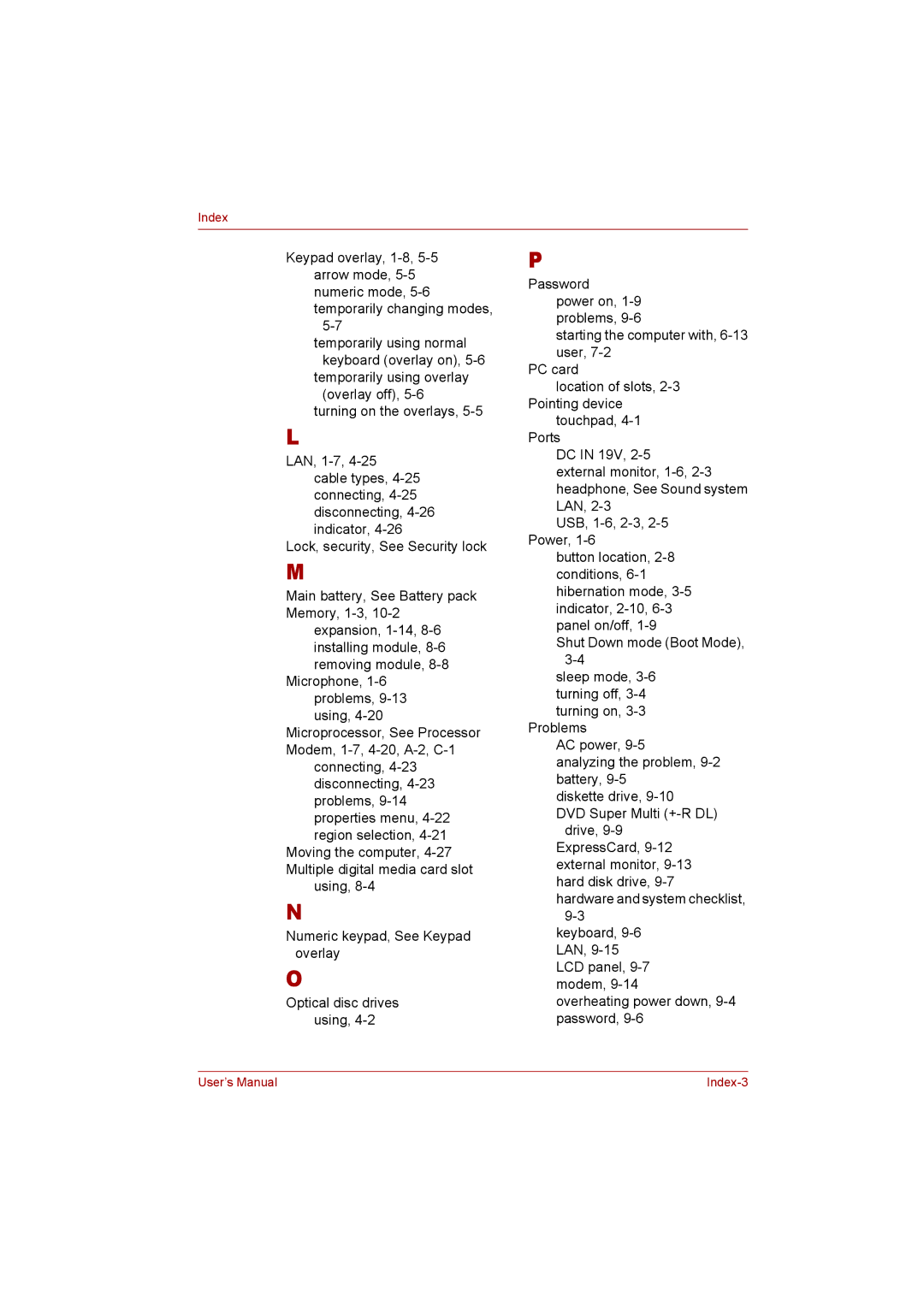 Toshiba Satellite user manual Microprocessor, See Processor Modem, 1-7, 4-20, A-2,C-1 