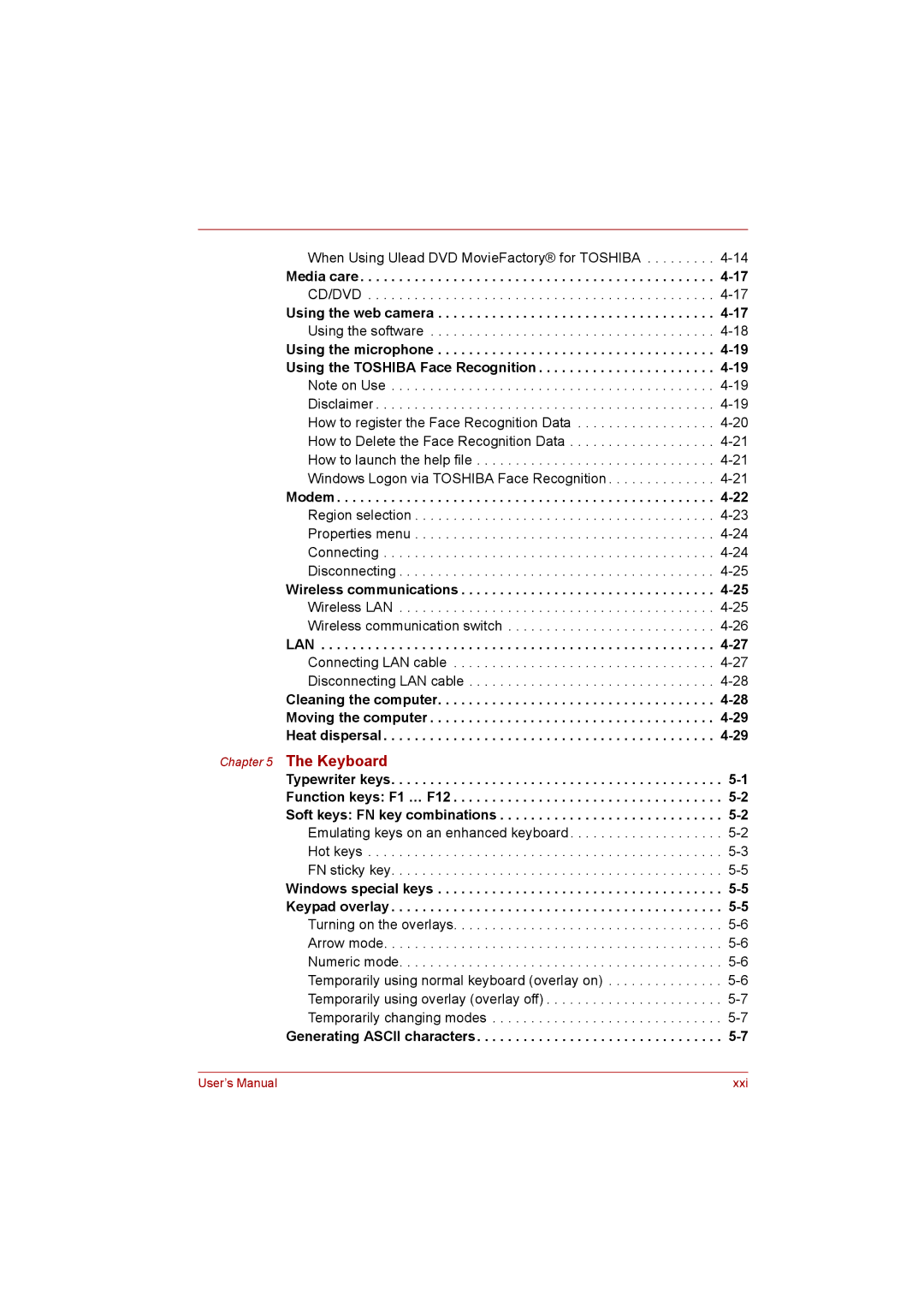 Toshiba Satellite user manual Media care, Using the web camera 