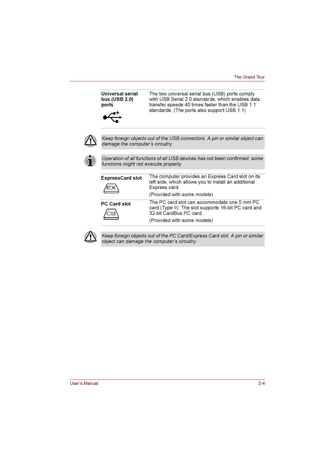 Toshiba Satellite user manual Computer provides an Express Card slot on its 