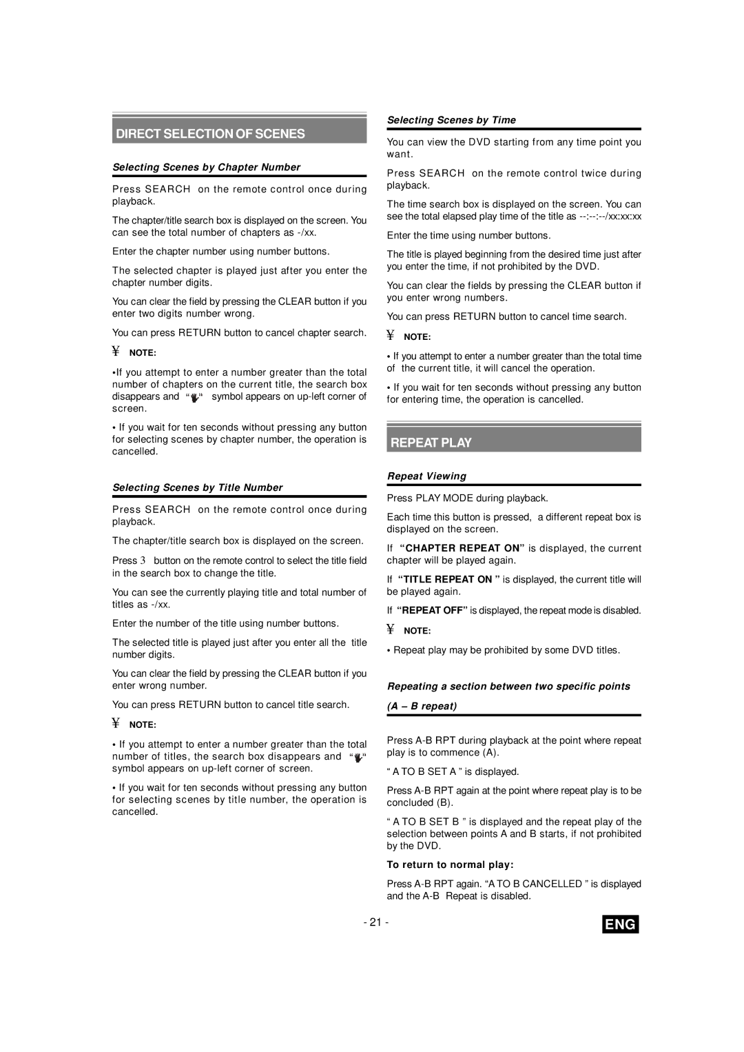 Toshiba SD-260E ES manual Selecting Scenes by Chapter Number, Selecting Scenes by Title Number, Selecting Scenes by Time 