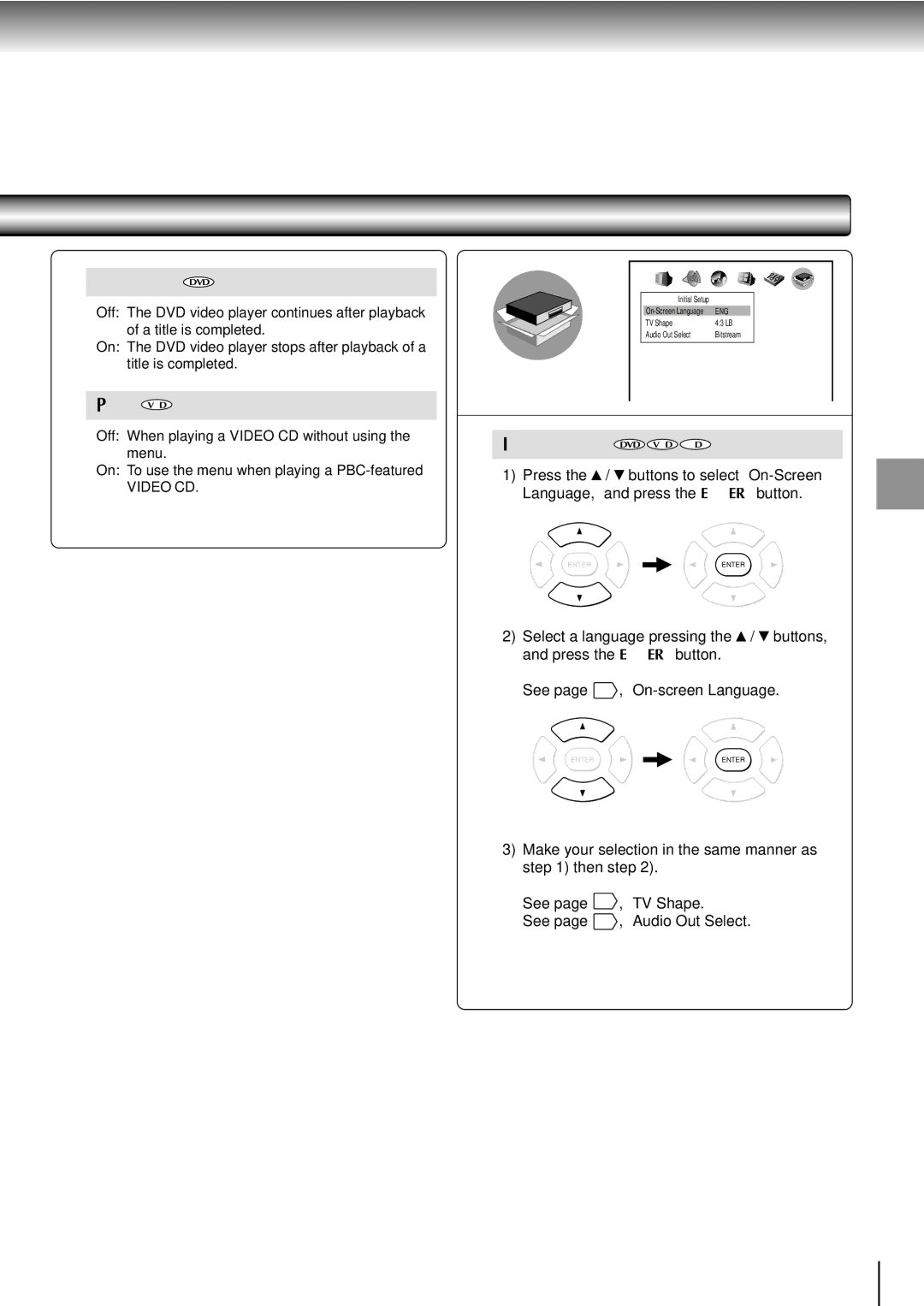 Toshiba SD-2710 manual Select a language pressing the / buttons, See page 41 , On-screen Language 