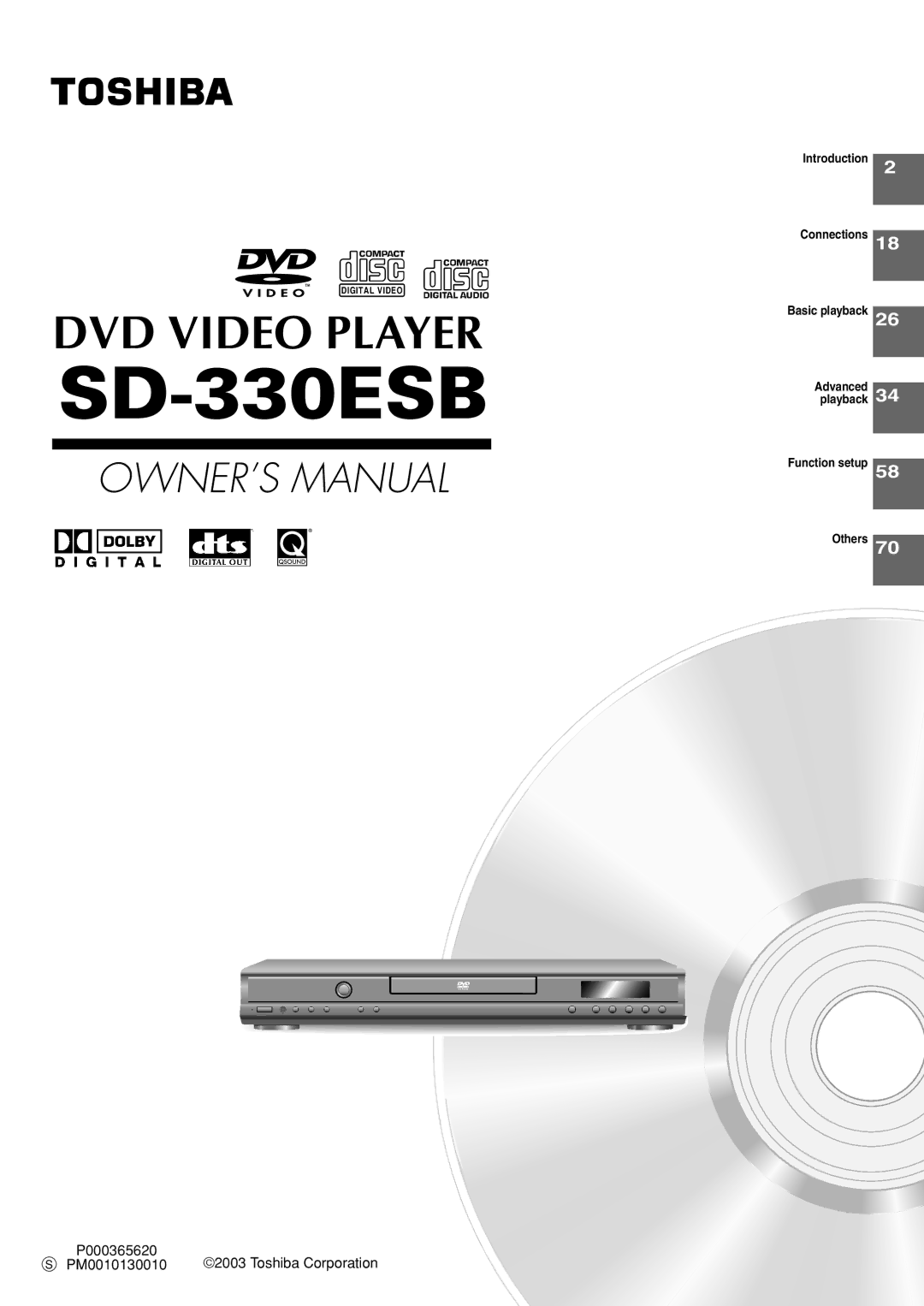 Toshiba SD-330ESB manual 