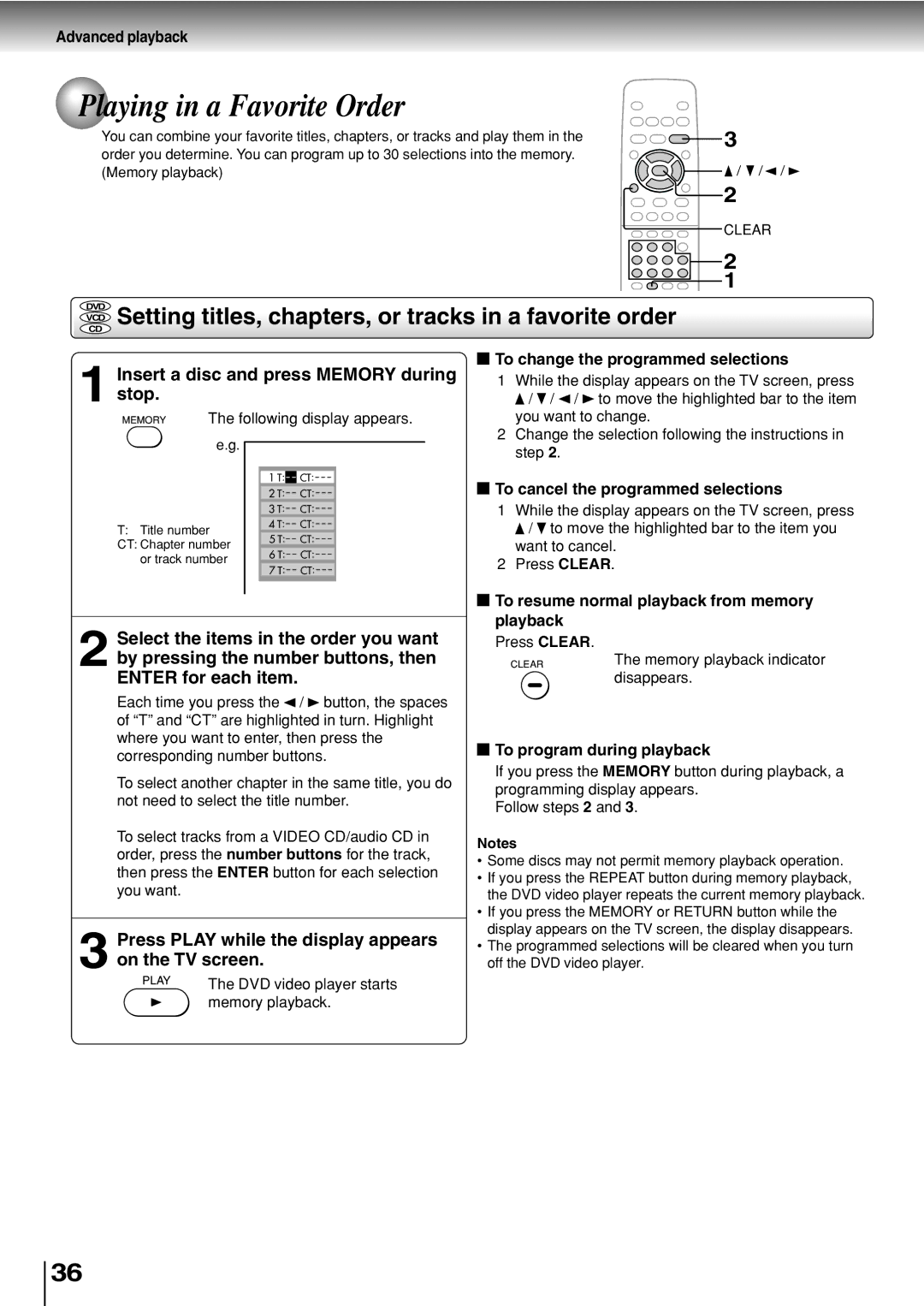 Toshiba SD-330ESB manual Playing in a Favorite Order, Dvd Vcd Cd 