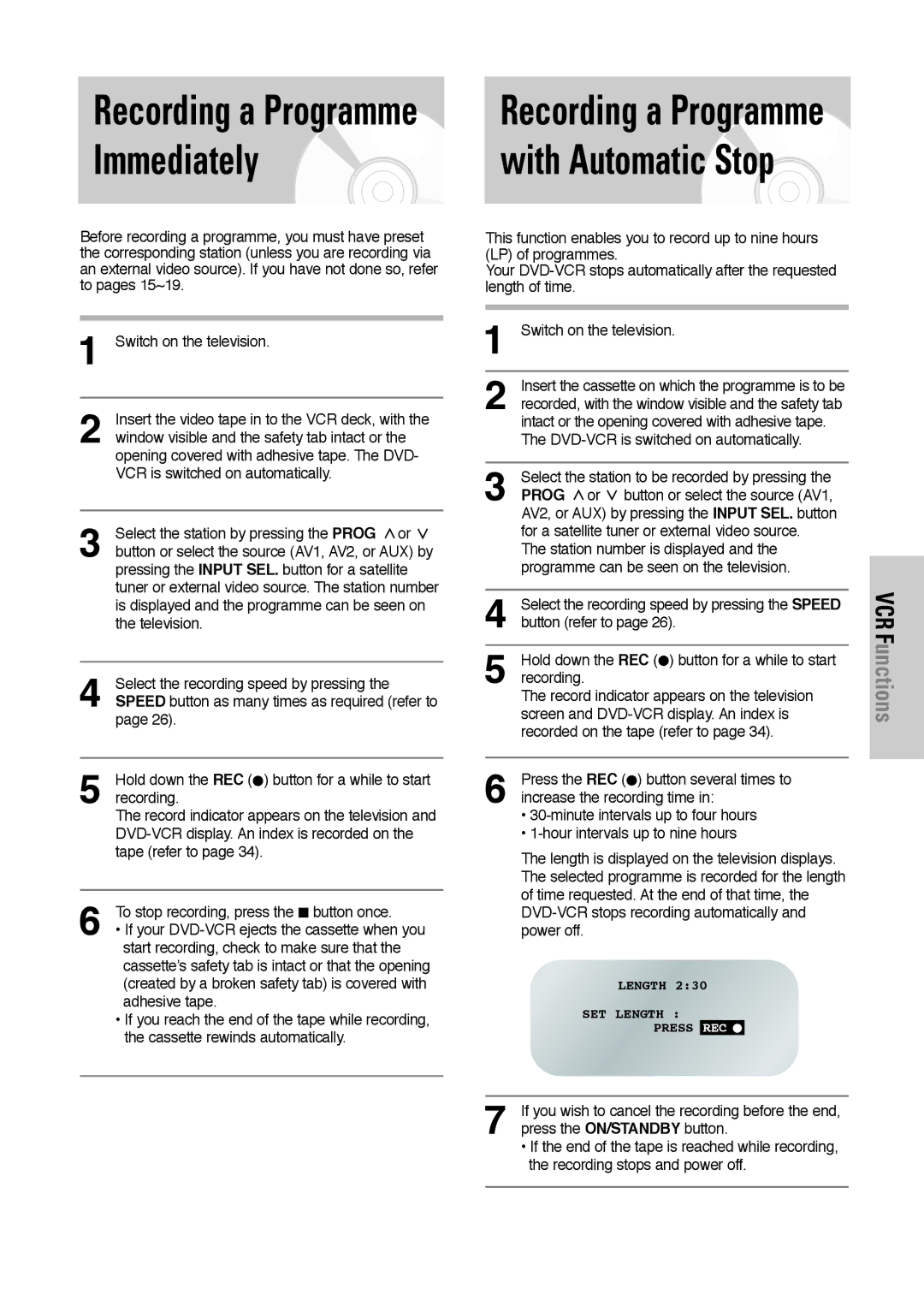 Toshiba SD-36VESE user manual Immediately 