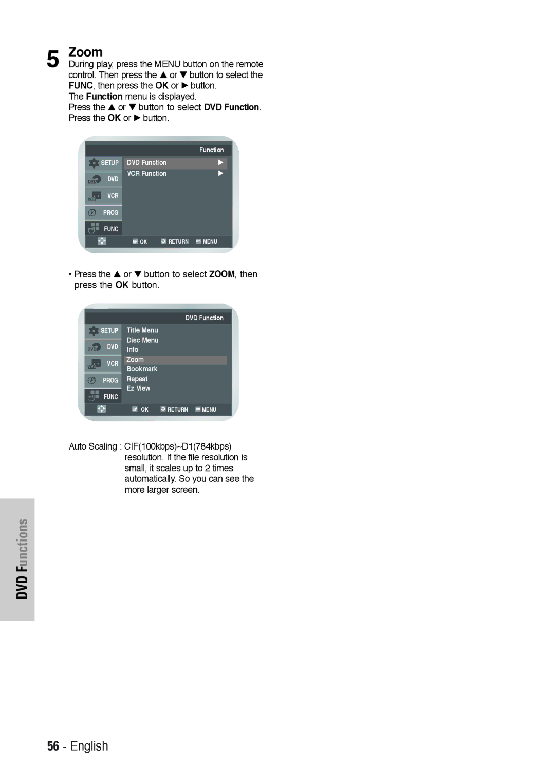 Toshiba SD-36VESE user manual Zoom 