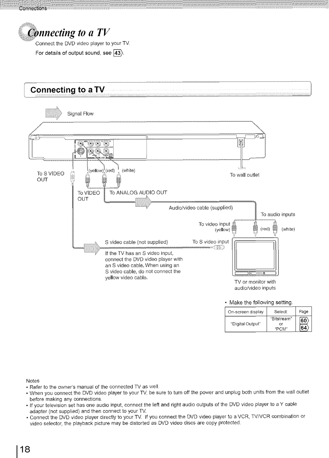 Toshiba SD-3960SU owner manual Connecting to a TV, Pcm 