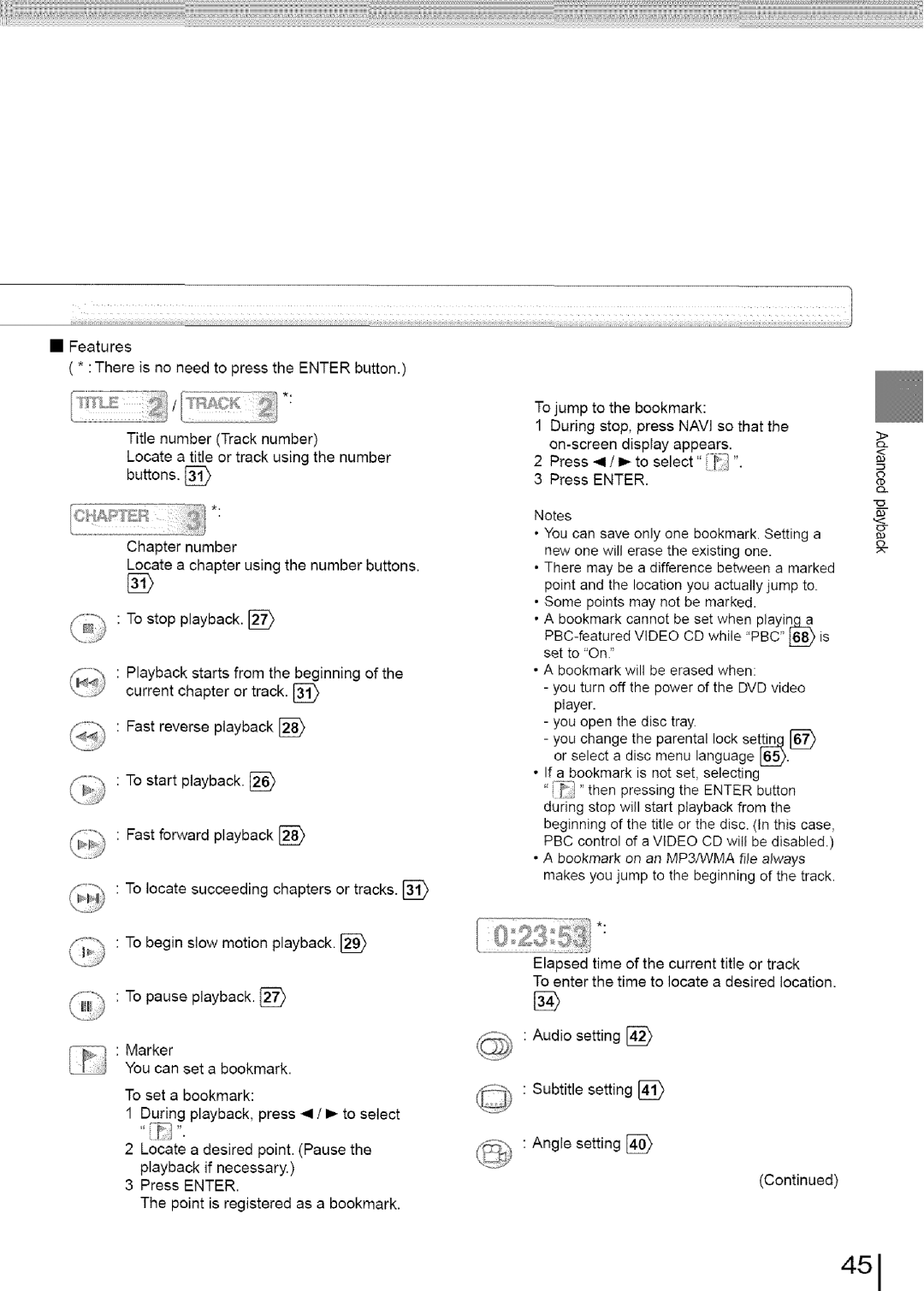 Toshiba SD-3960SU owner manual Marker You can set a bookmark, Enter 