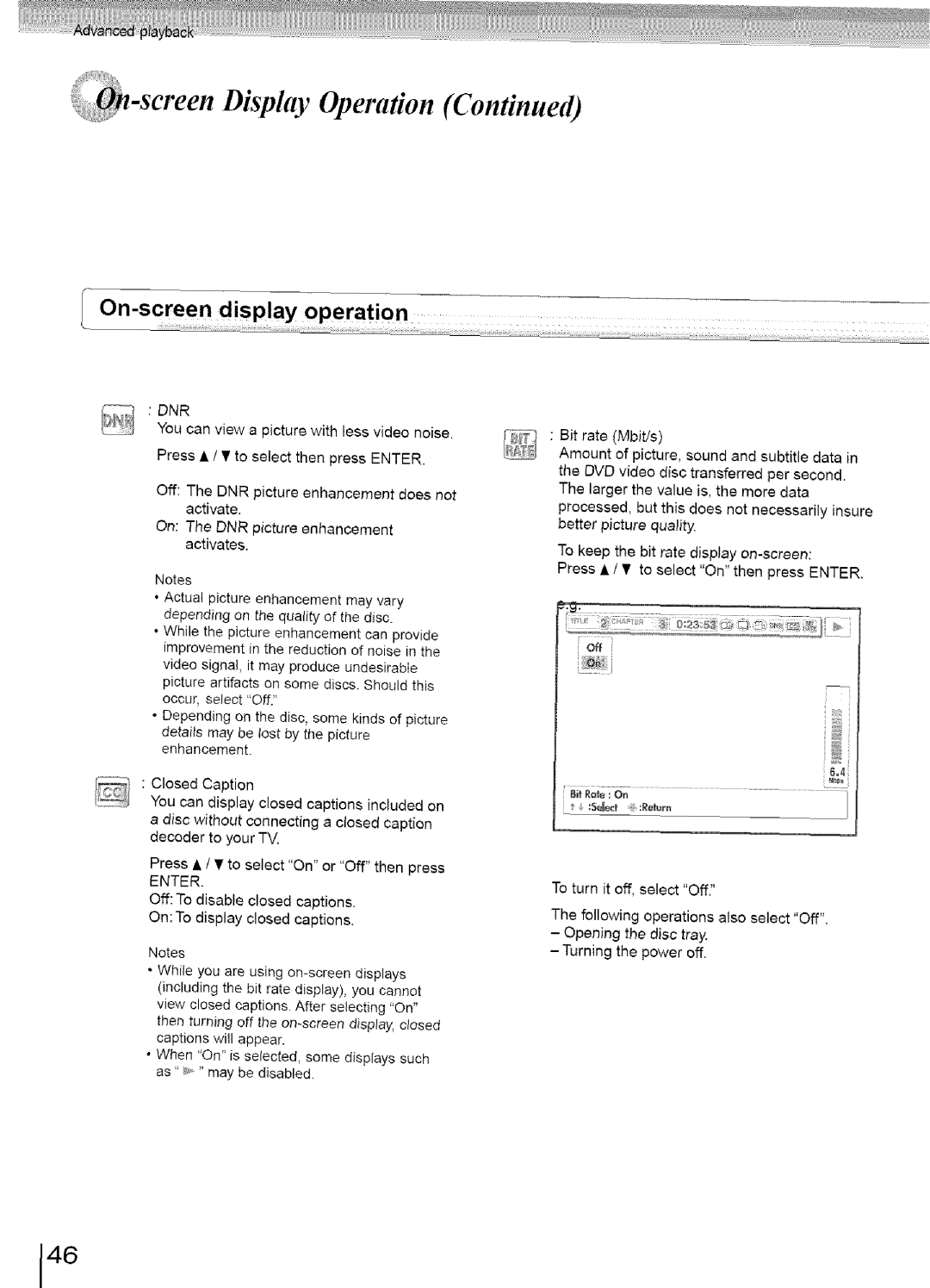 Toshiba SD-3960SU owner manual Ii, -screenDisplay Operation, Dnr 