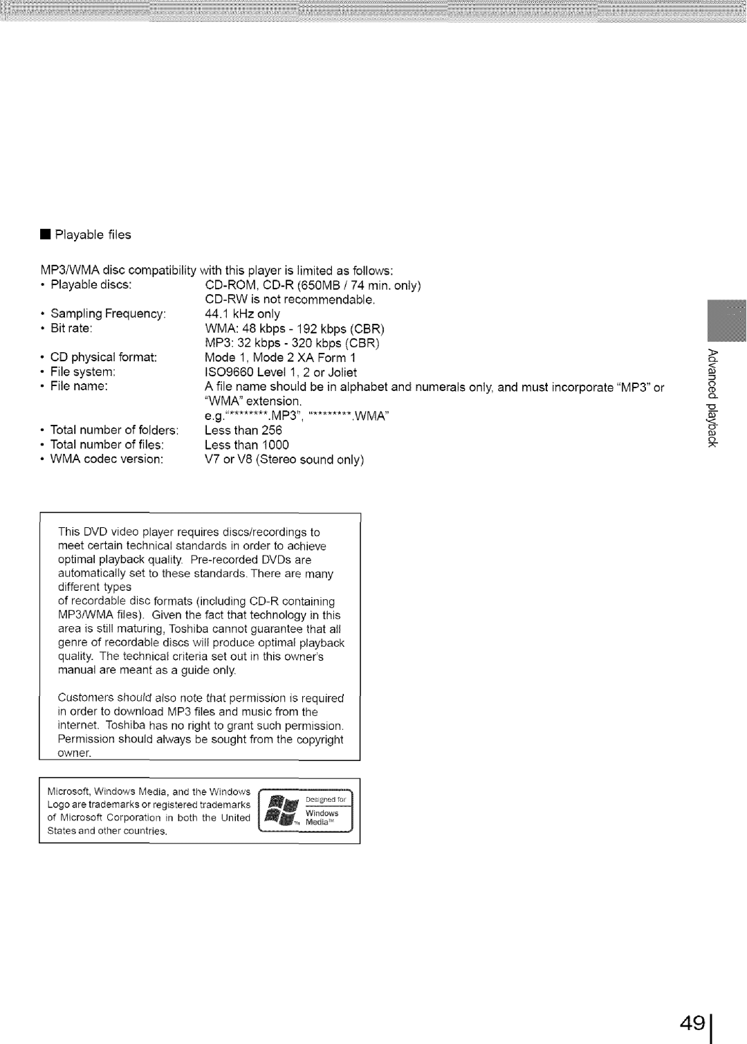 Toshiba SD-3960SU owner manual 491, Cd-Rom, Wma 