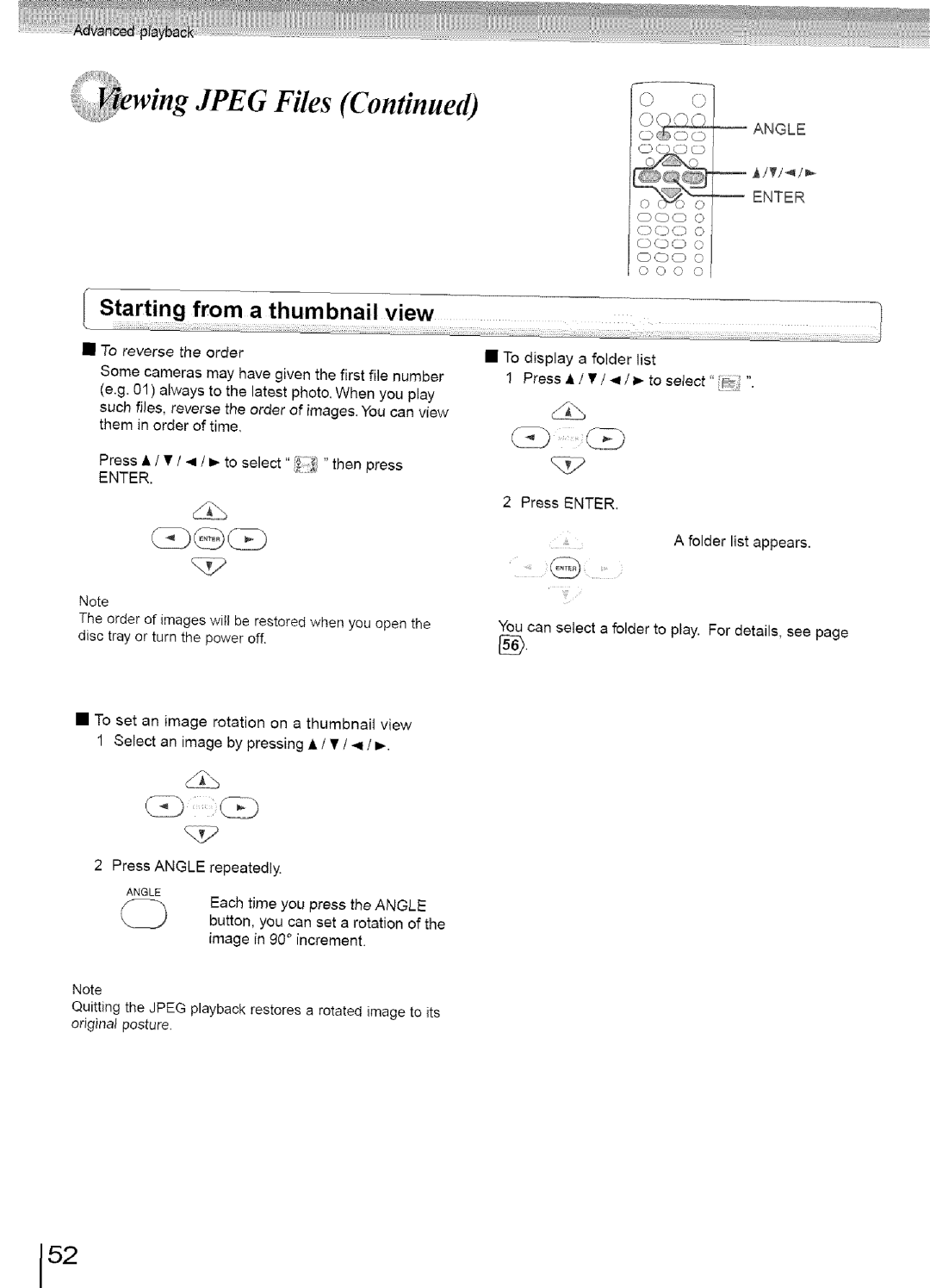 Toshiba SD-3960SU owner manual Wmg Jpeg Files, Angle Enter 