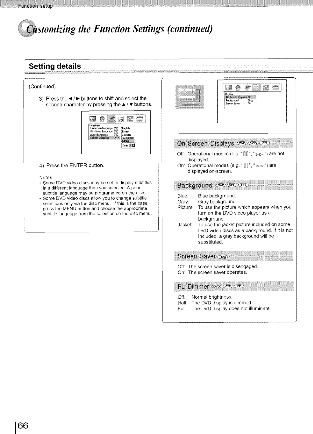 Toshiba SD-3960SU owner manual Stomtzmg the Function Settings, Nguage 