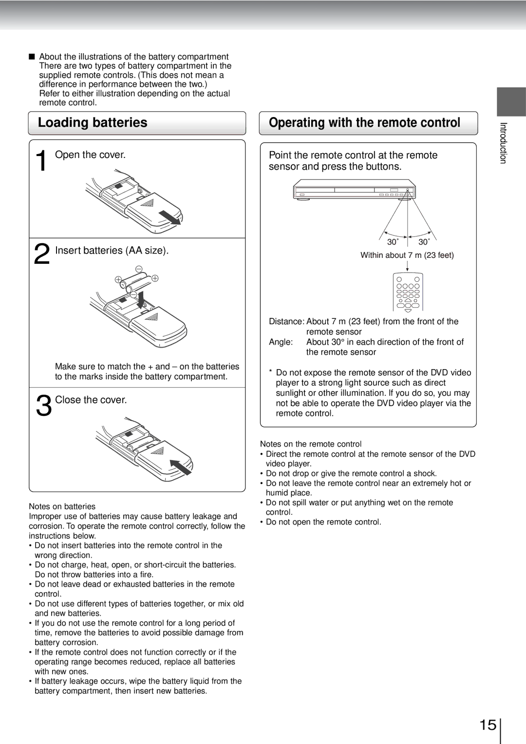 Toshiba SD-3960SU owner manual Loading batteries, 3Close the cover 