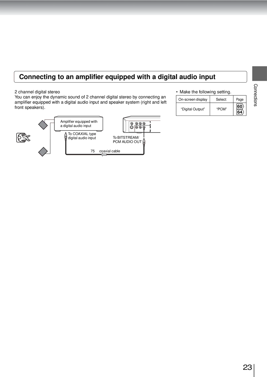 Toshiba SD-3960SU owner manual On-screen display Select Digital Output 