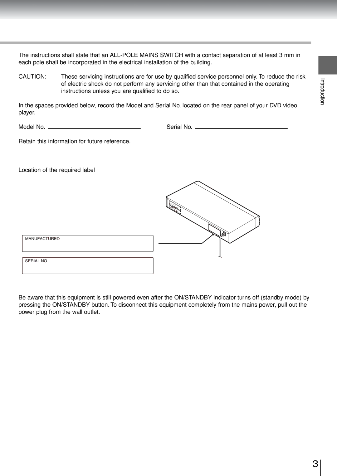 Toshiba SD-3960SU owner manual Instructions unless you are qualified to do so 