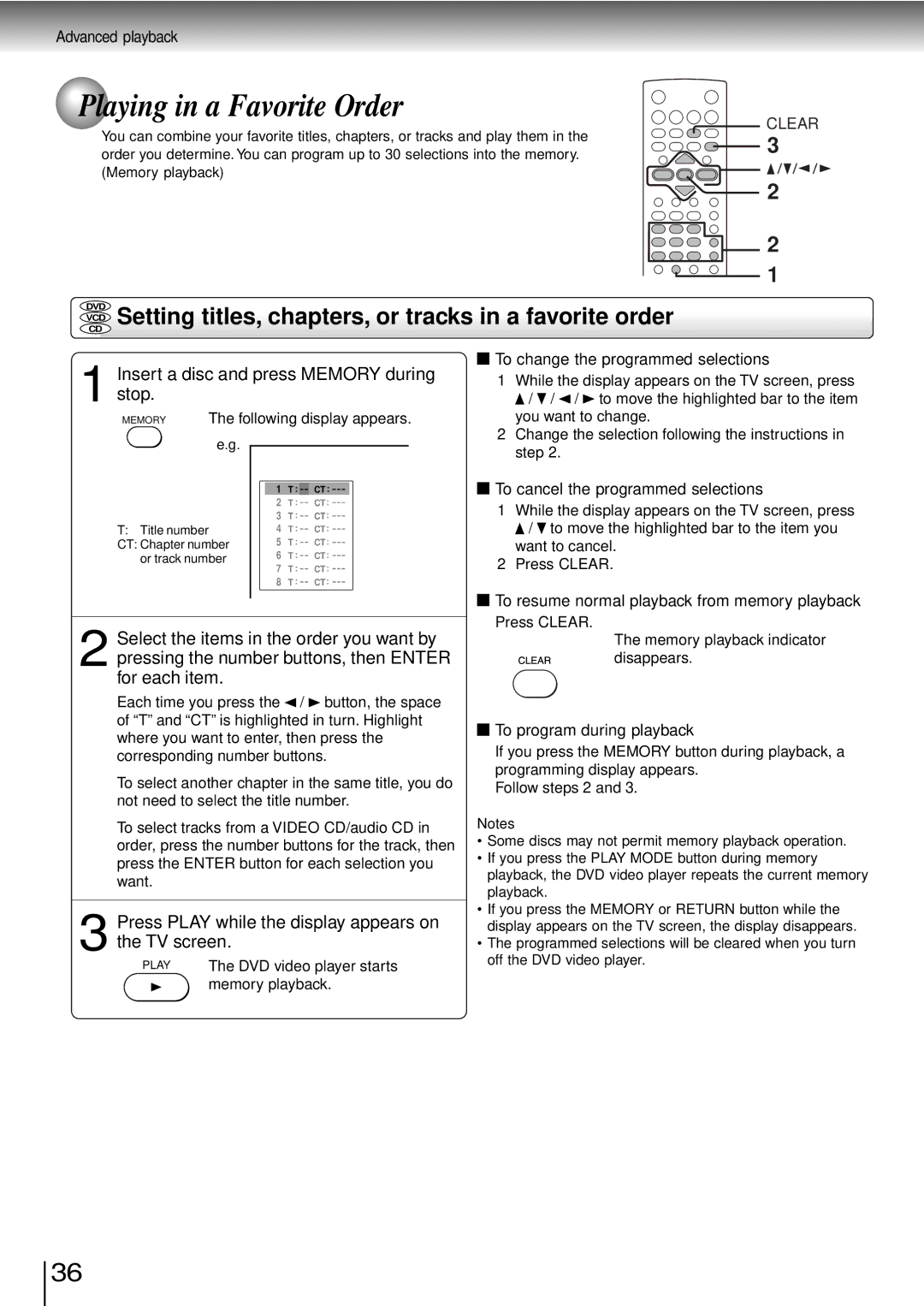 Toshiba SD-3960SU owner manual Playing in a Favorite Order, VCD Setting titles, chapters, or tracks in a favorite order 