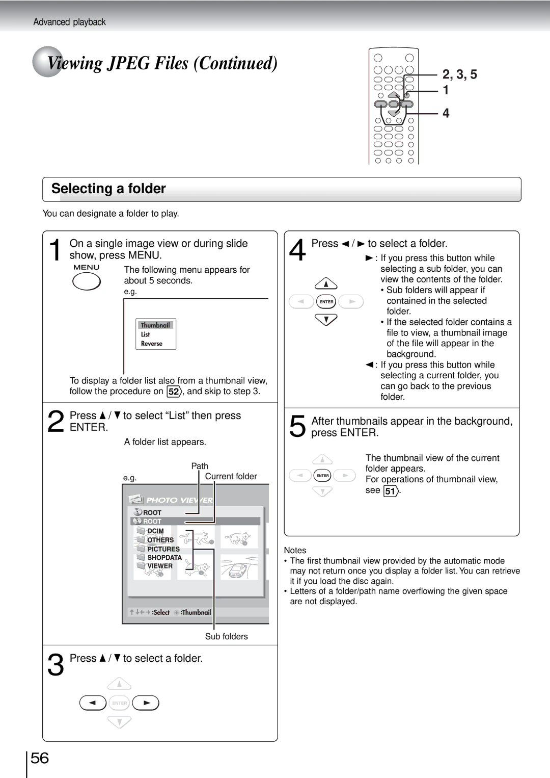 Toshiba SD-3960SU owner manual Selecting a folder, Press / to select a folder 