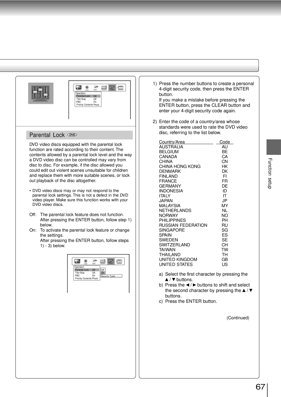 Toshiba SD-3960SU owner manual Parental Lock DVD 