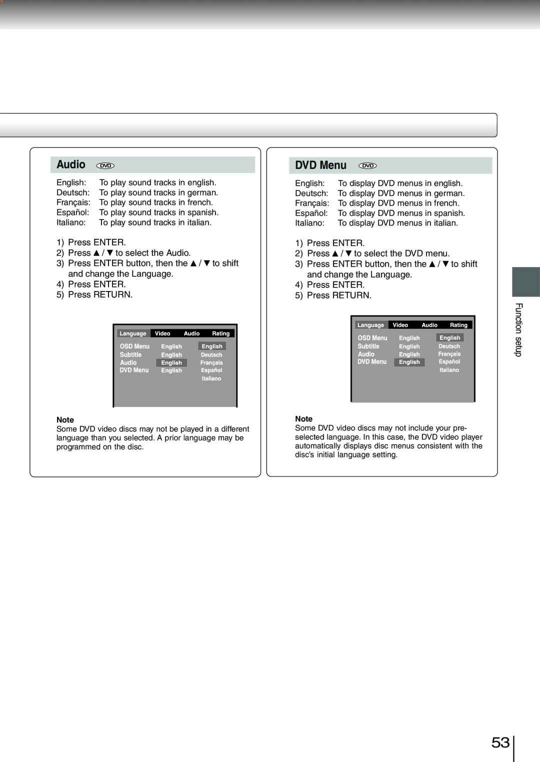 Toshiba SD-3980SC, SD-3980SU owner manual Audio DVD 