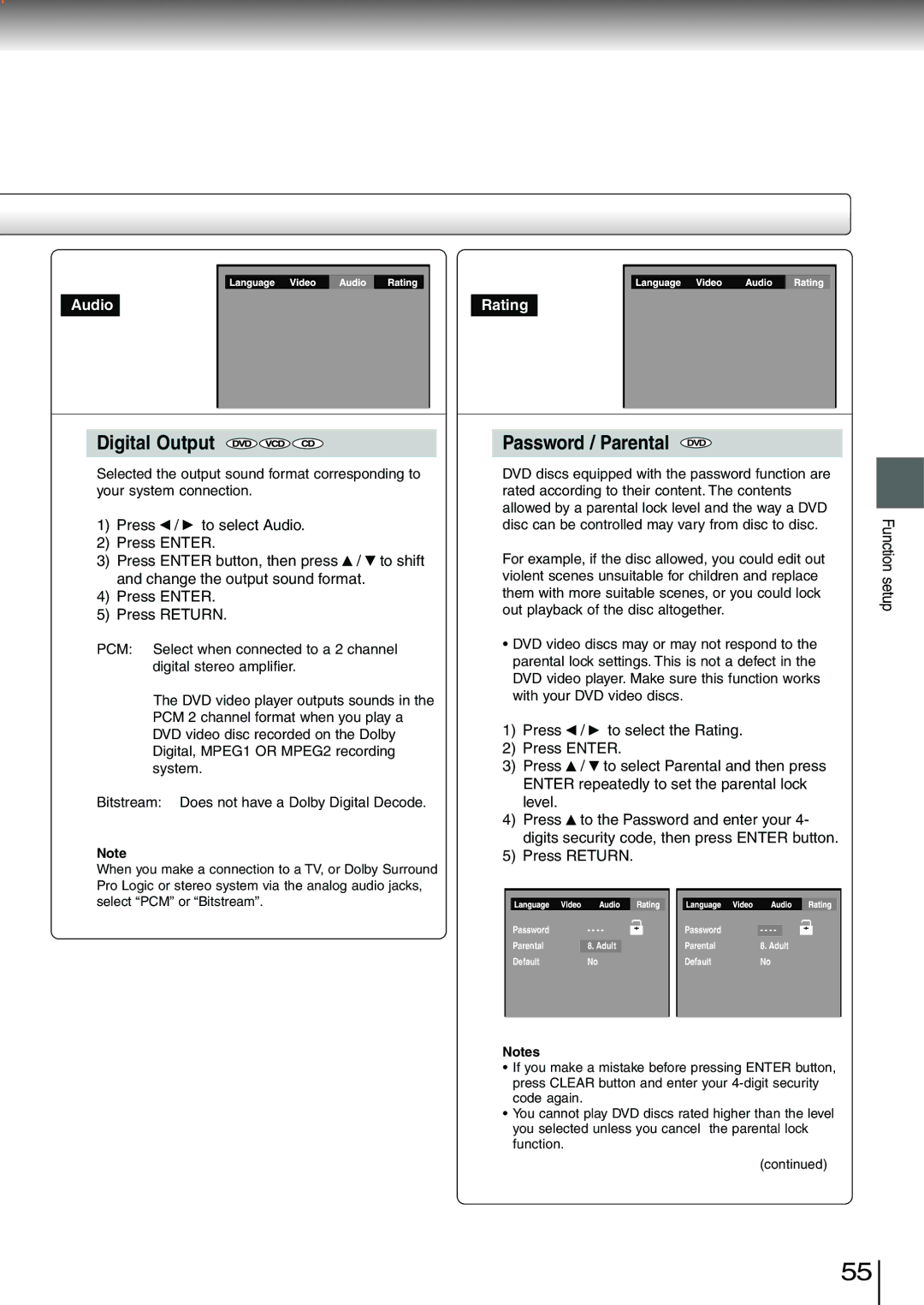 Toshiba SD-3980SC, SD-3980SU owner manual Digital Output 