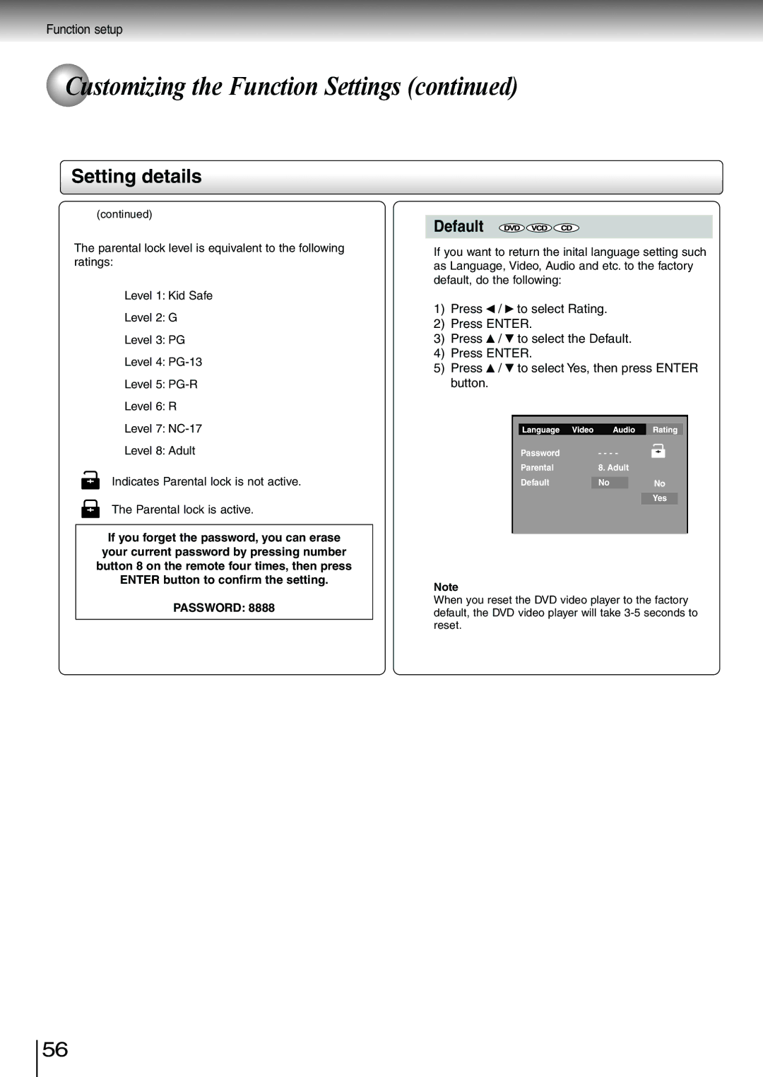 Toshiba SD-3980SU, SD-3980SC owner manual Default 