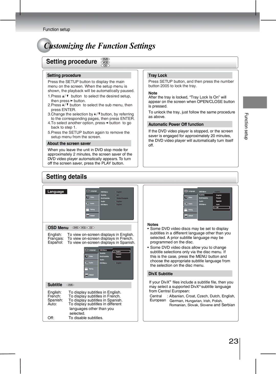 Toshiba SD-4000KU manual XVWRPLLQJWKHXQFWLRQ6HWWLQJV, 5GVVKPIRTQEGFWTG 6TC.QEM, #DqwvVjgUetggpUcxgt, 5WDVKVNG &8 