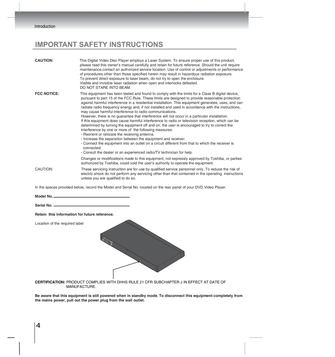 Toshiba SD-4000KU manual Eqppgevgf, QecvkqpQhVjgTgswktgfNcdgn 