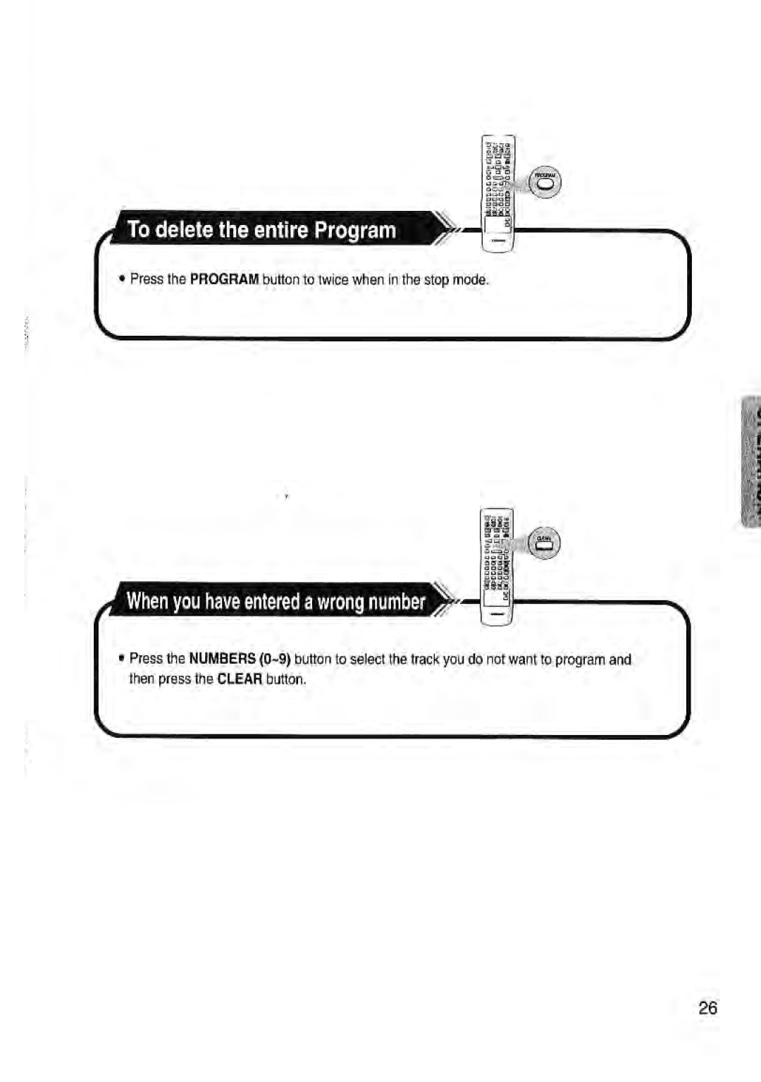 Toshiba SD-43HK owner manual To delete the entire Program, When you have entered a wrong number 