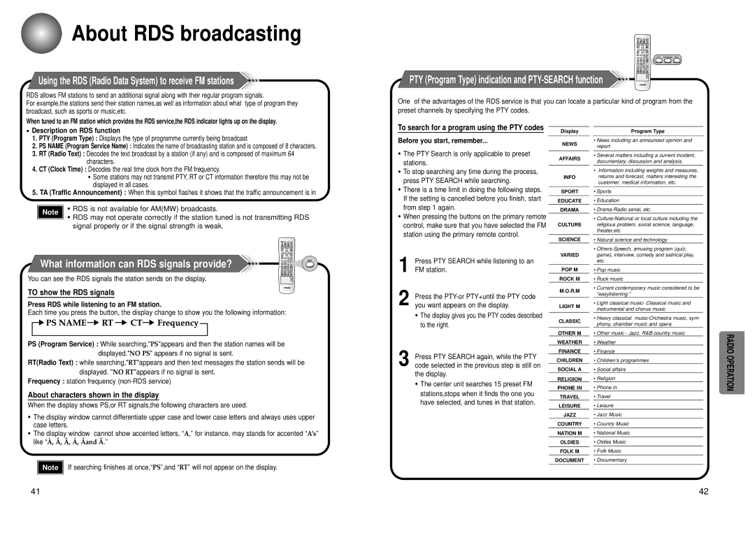 Toshiba SD-43HK owner manual About RDS broadcasting, What information can RDS signals provide?, To show the RDS signals 