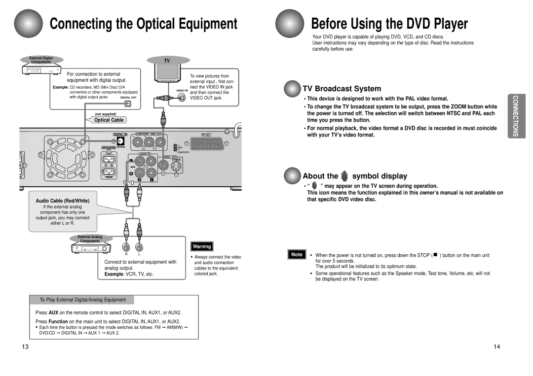 Toshiba SD-43HK owner manual TV Broadcast System, About Symbol display, With your TVs video format 