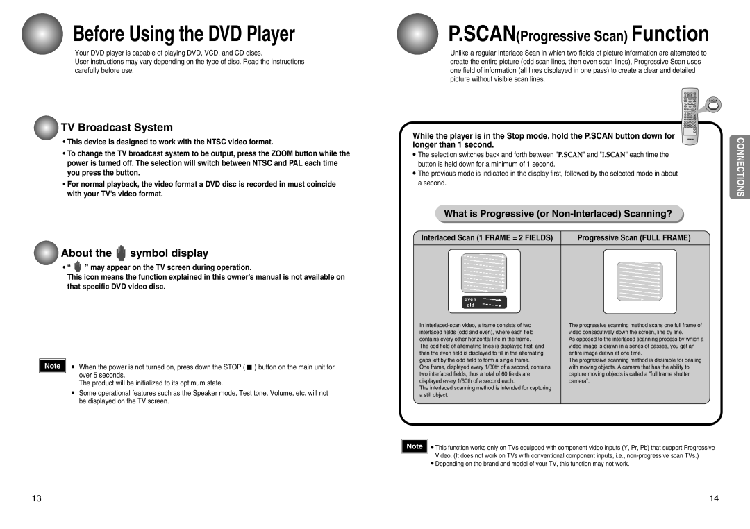 Toshiba SD-43HT owner manual Before Using the DVD Player, TV Broadcast System, About the symbol display 