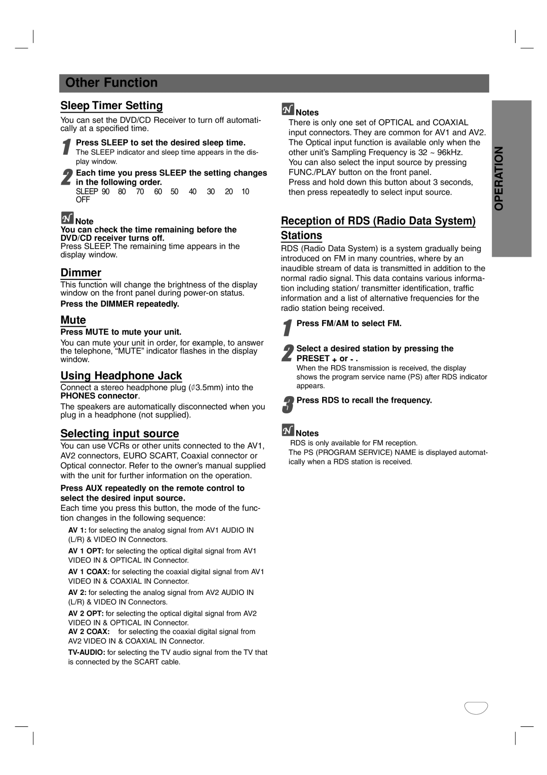 Toshiba SD-44HKSE owner manual Other Function 