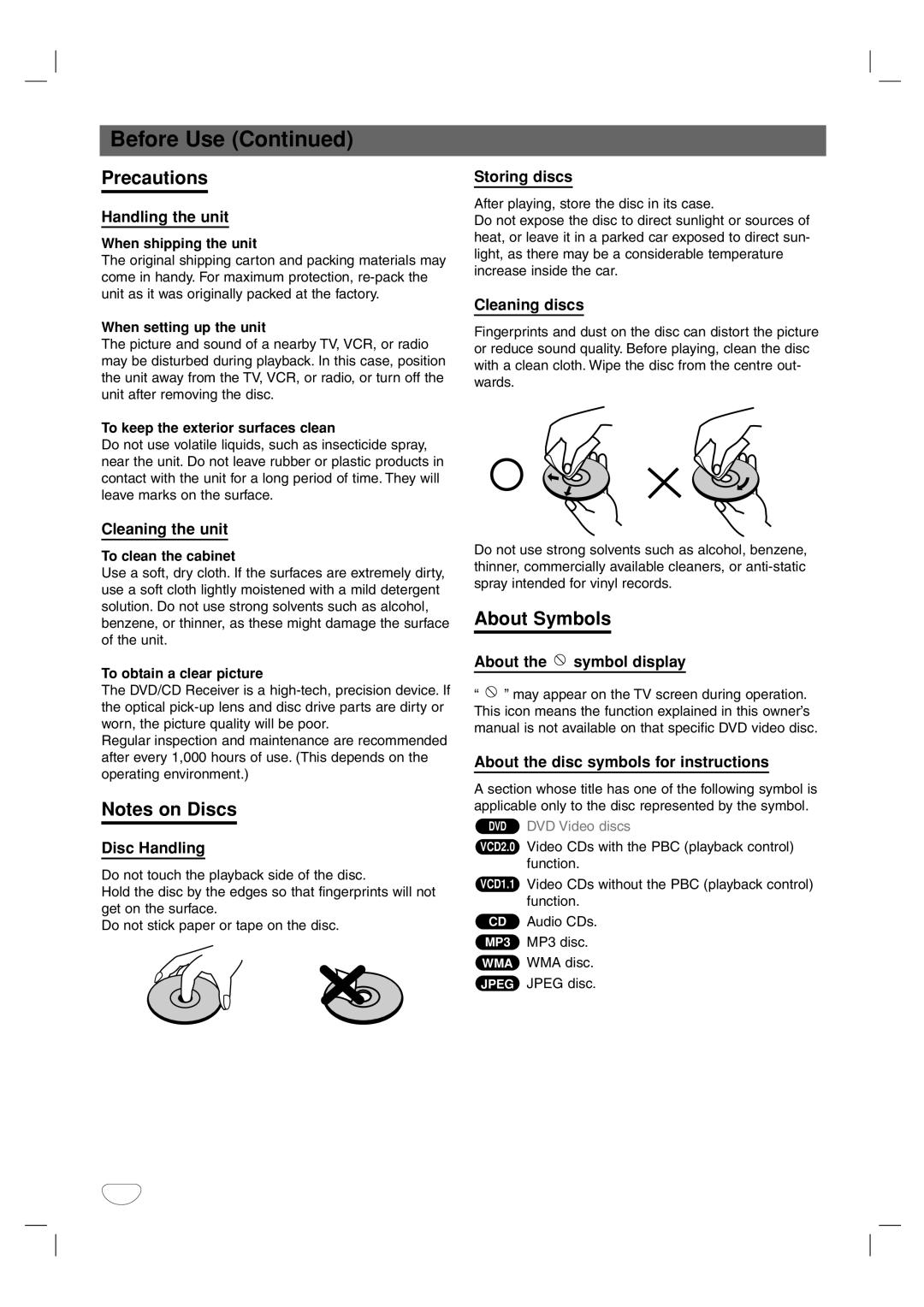 Toshiba SD-44HKSE owner manual Precautions, About Symbols 