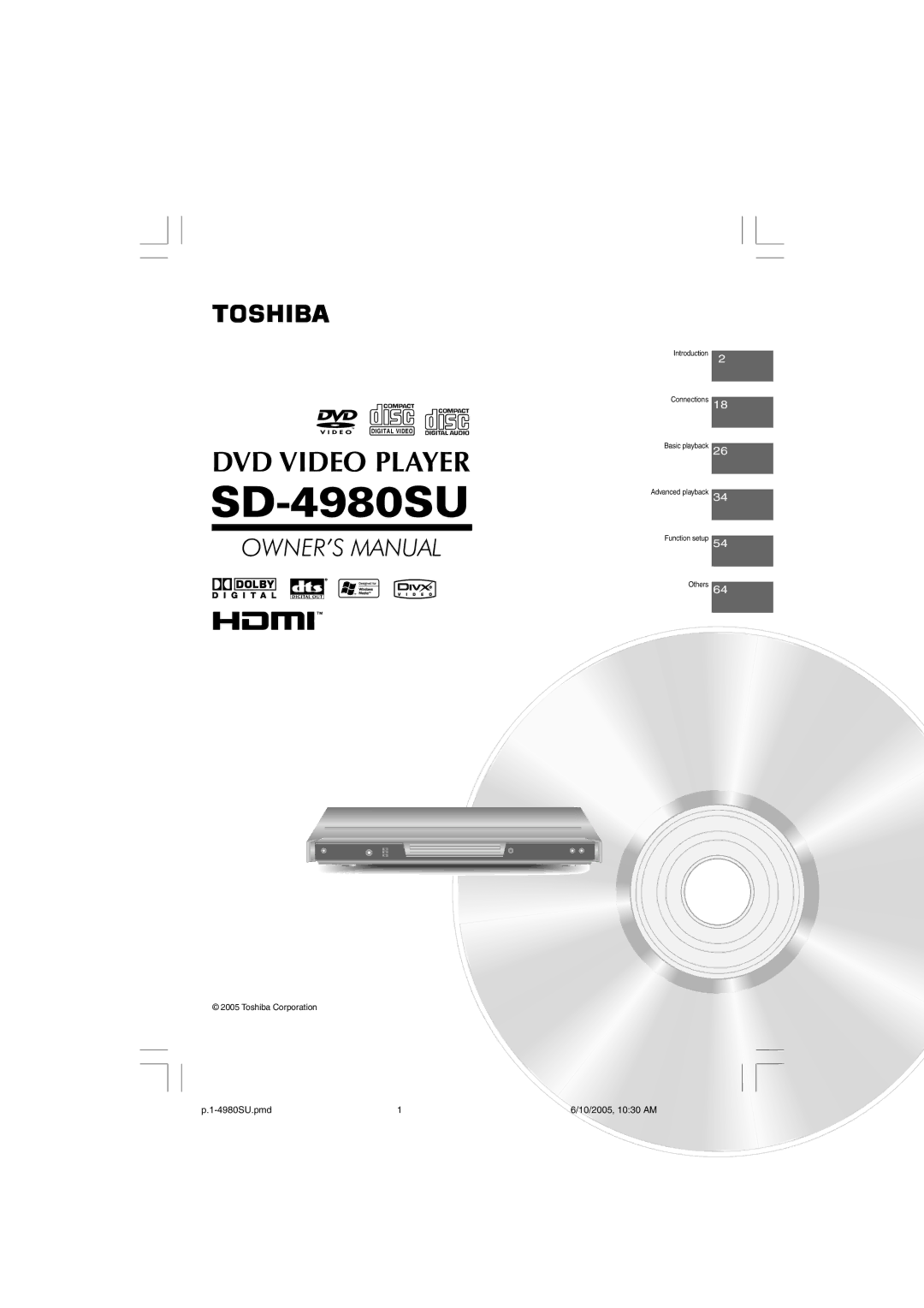 Toshiba SD-4980SU manual 4980SU.pmd 10/2005, 1030 AM 