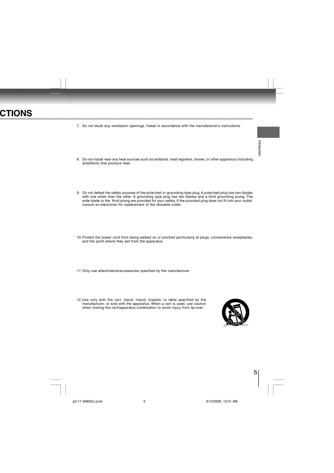 Toshiba SD-4980SU manual Ctions 