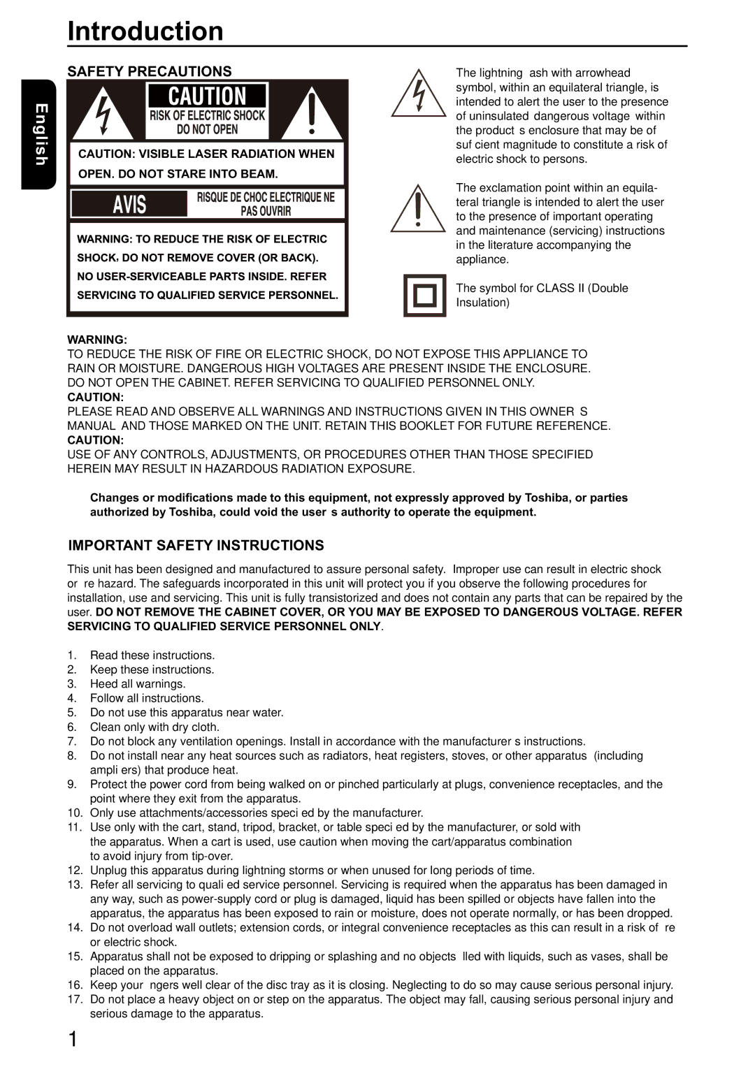 Toshiba SD-590KY manual Introduction, English 