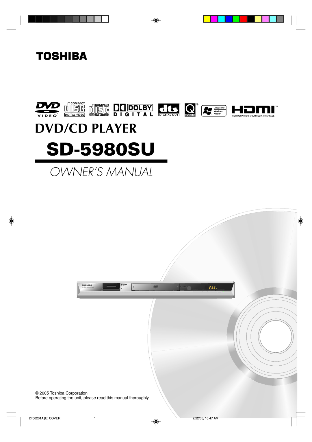 Toshiba SD-5980SU owner manual 