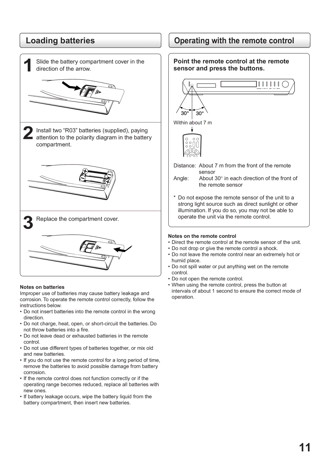 Toshiba SD-63HK owner manual Loading batteries, Operating with the remote control 