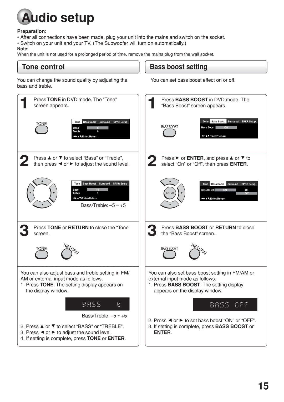 Toshiba SD-63HK owner manual Audio setup 