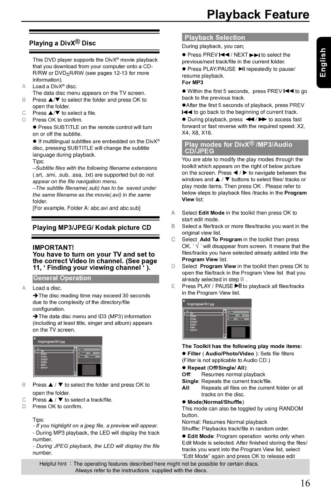 Toshiba SD-690KR manual Playing a DivX Disc, Playing MP3/JPEG/ Kodak picture CD, General Operation, Playback Selection 