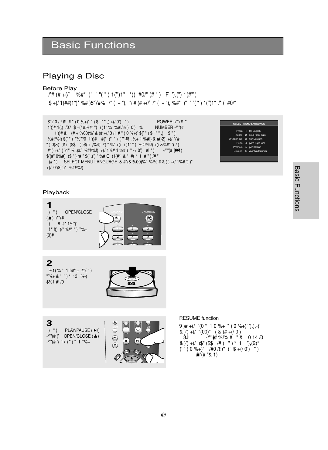 Toshiba SD-6980SU owner manual Playing a Disc, Before Play, Playback, Resume function 